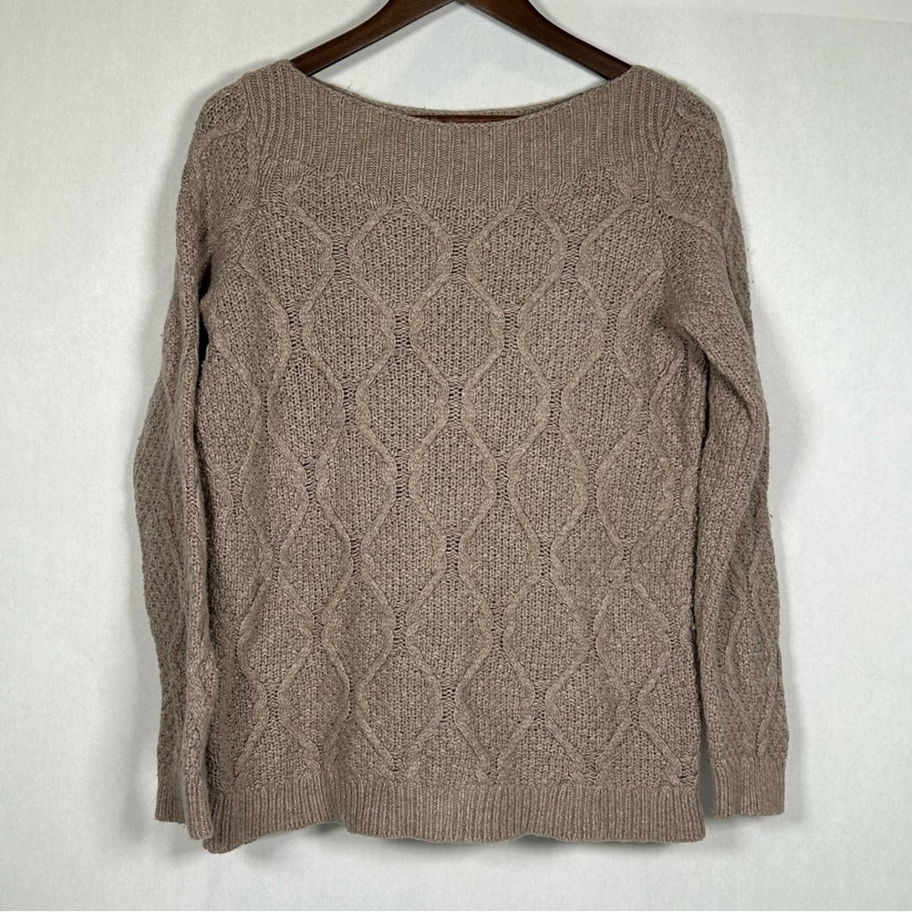 LOFT Taupe Cable Knit Sweater